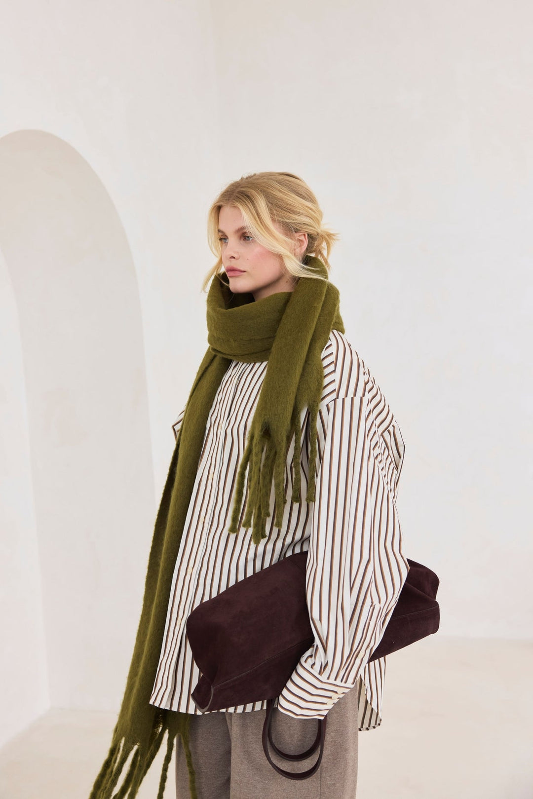 The Reykjavik Scarf - 100% Recycled - Sea Kelp - Clementine Home Floral Gift