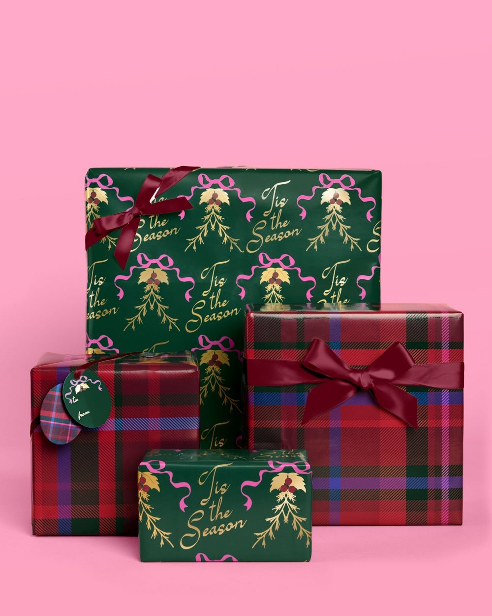 ’Tis the Season Wrapping Paper Set – 12 Sheets + 16 Tags - Clementine Home Floral Gift
