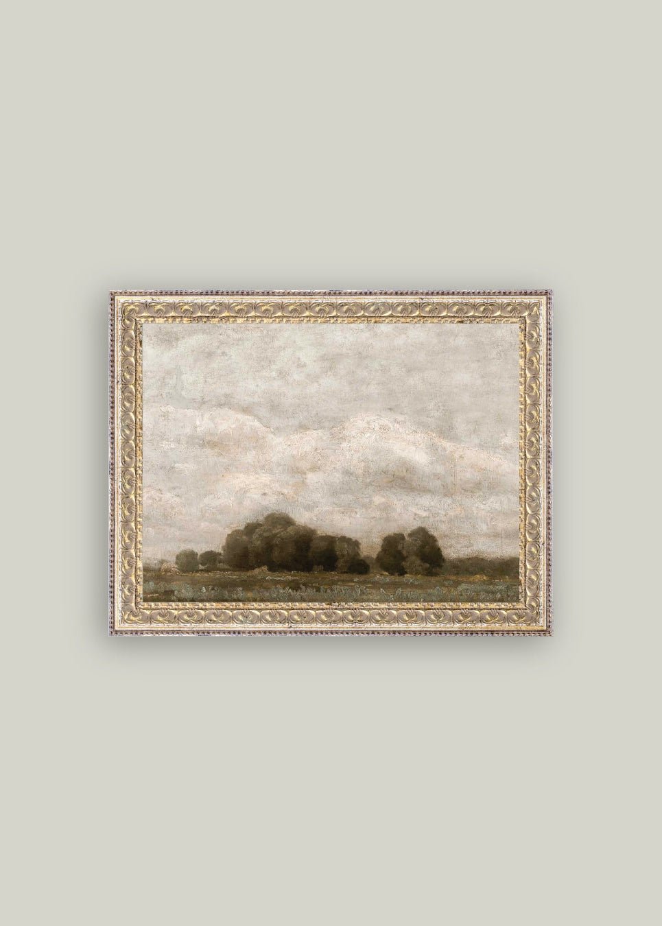 Tree and Cloud Landscape Framed Antique Art - Clementine Home Floral Gift