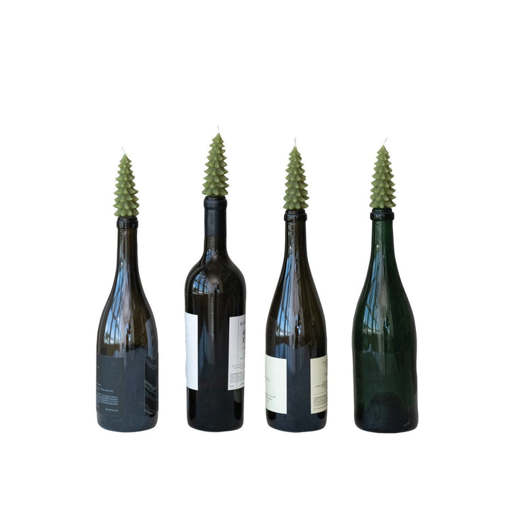 Tree Shaped Bottle Taper Candles – Set of 4 - Clementine Home Floral Gift
