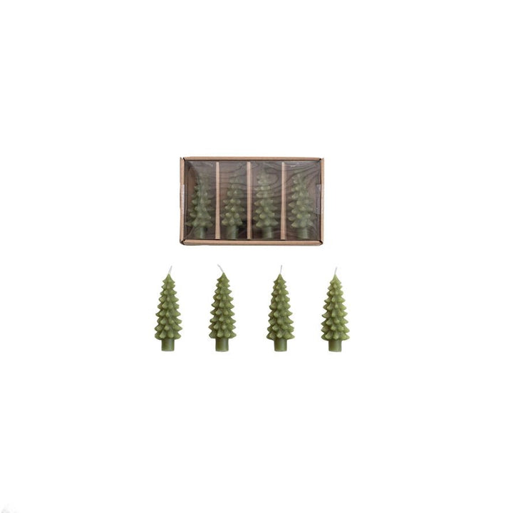 Tree Shaped Bottle Taper Candles – Set of 4 - Clementine Home Floral Gift
