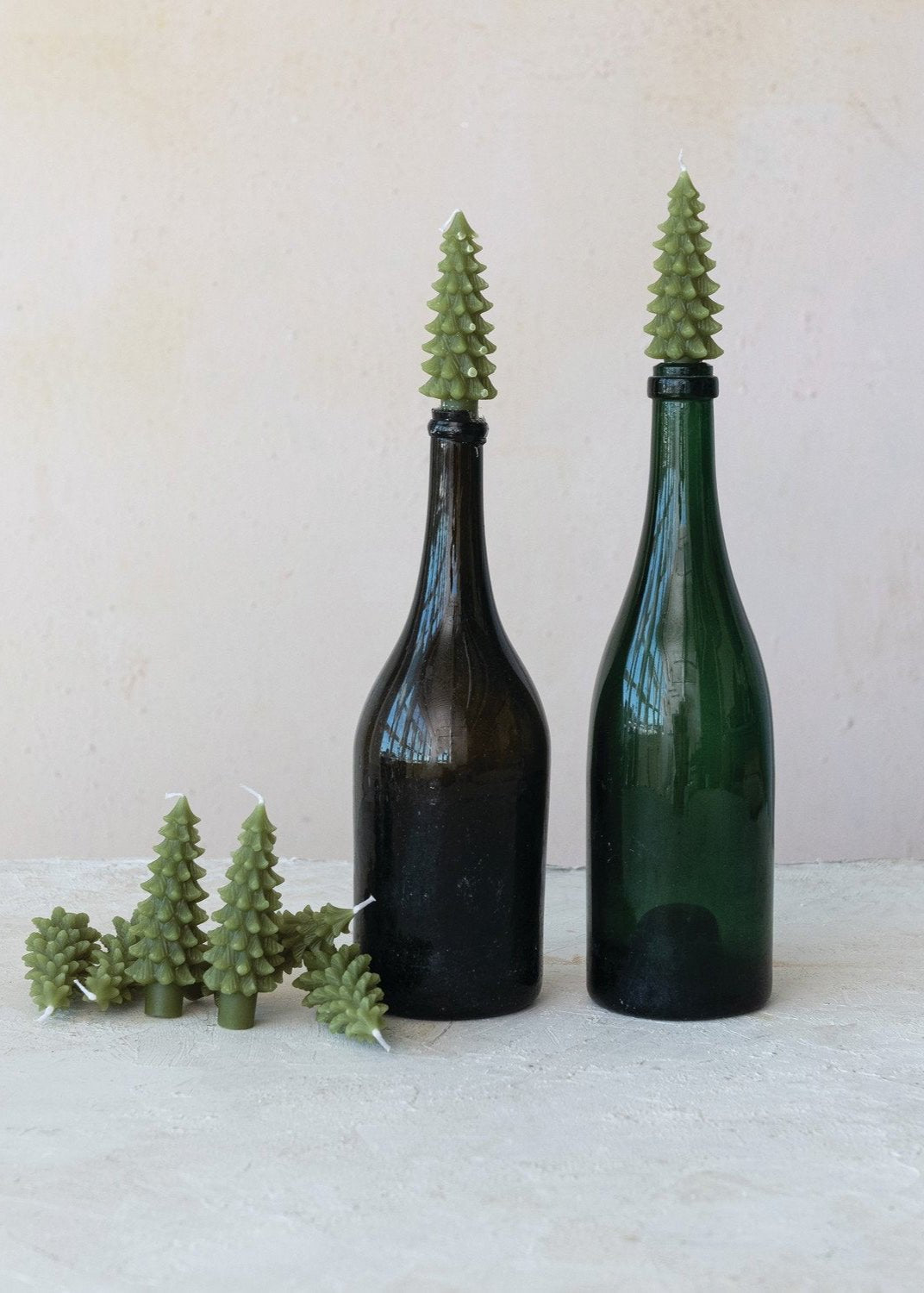 Tree Shaped Bottle Taper Candles – Set of 4 - Clementine Home Floral Gift