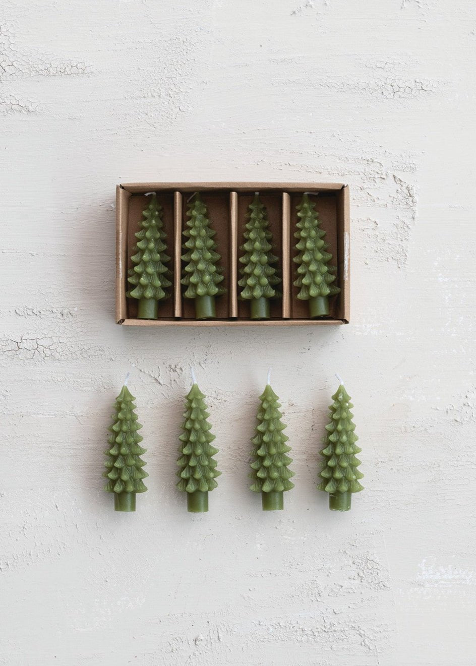 Tree Shaped Bottle Taper Candles – Set of 4 - Clementine Home Floral Gift