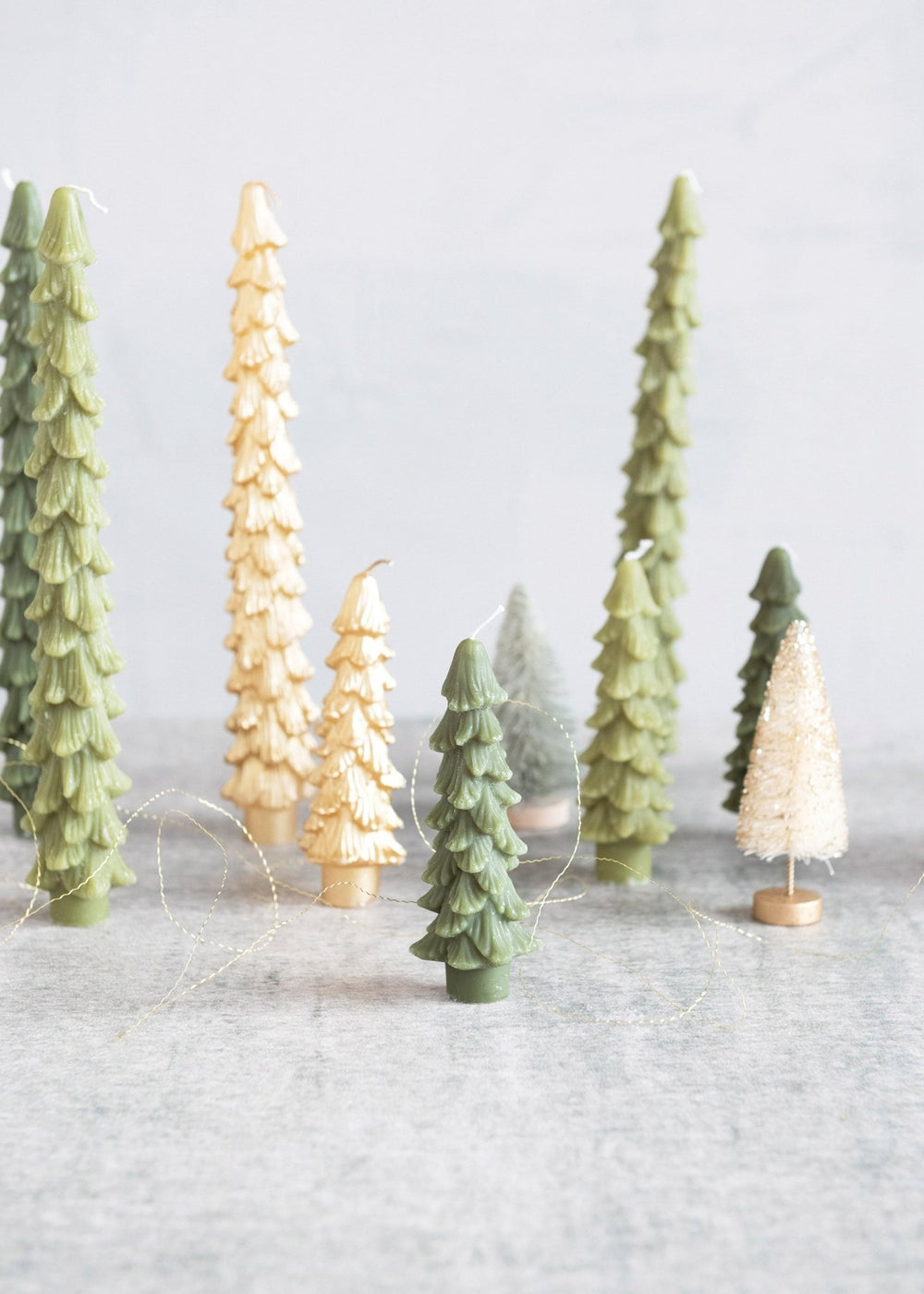 Tree Shaped Taper Candles, Set of 2 - Unscented - Clementine Home Floral Gift
