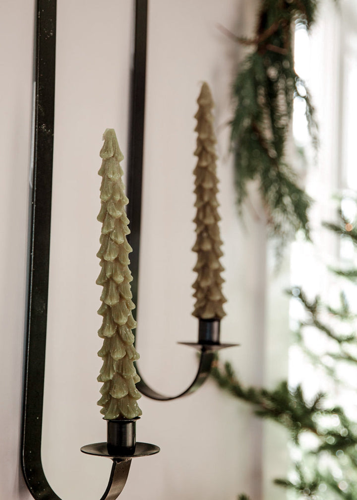 Tree Shaped Taper Candles, Set of 2 - Unscented - Clementine Home Floral Gift