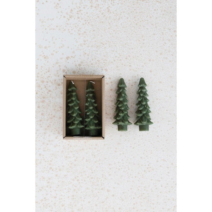 Tree Shaped Taper Candles, Set of 2 - Unscented - Clementine Home Floral Gift