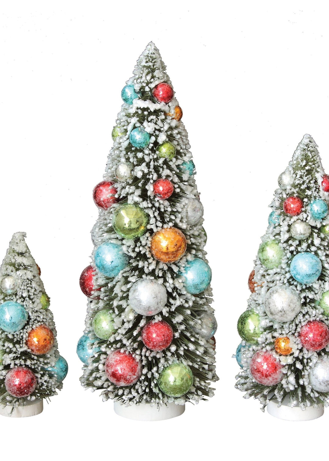 Vintage Flocked Bottle Brush Trees – Set of 3 - Clementine Home Floral Gift