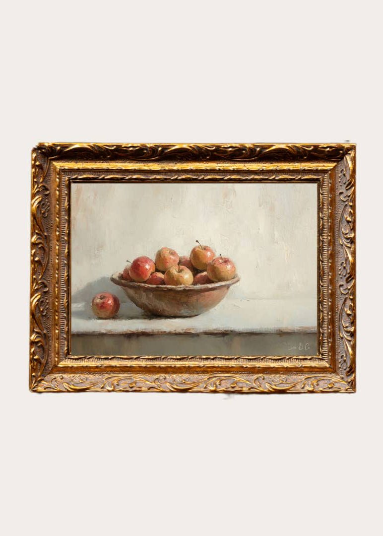 Vintage Pomme | French Brass Gold Mould Framed Art - 8