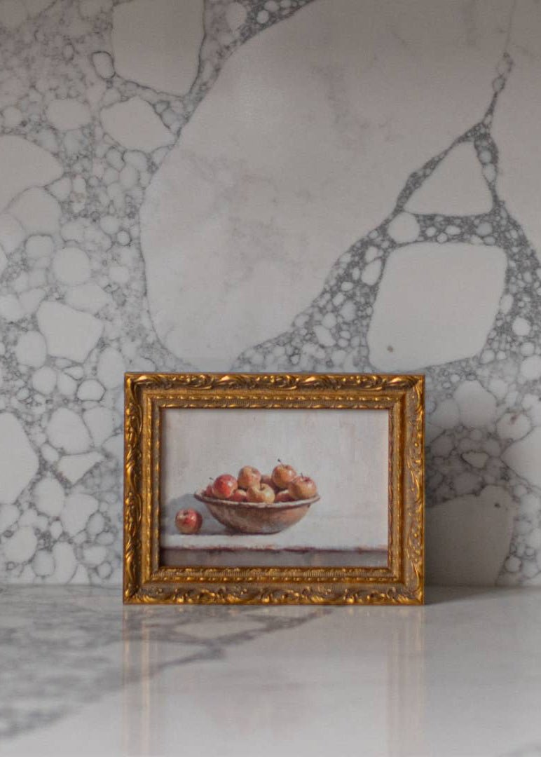 Vintage Pomme | French Brass Gold Mould Framed Art - 8
