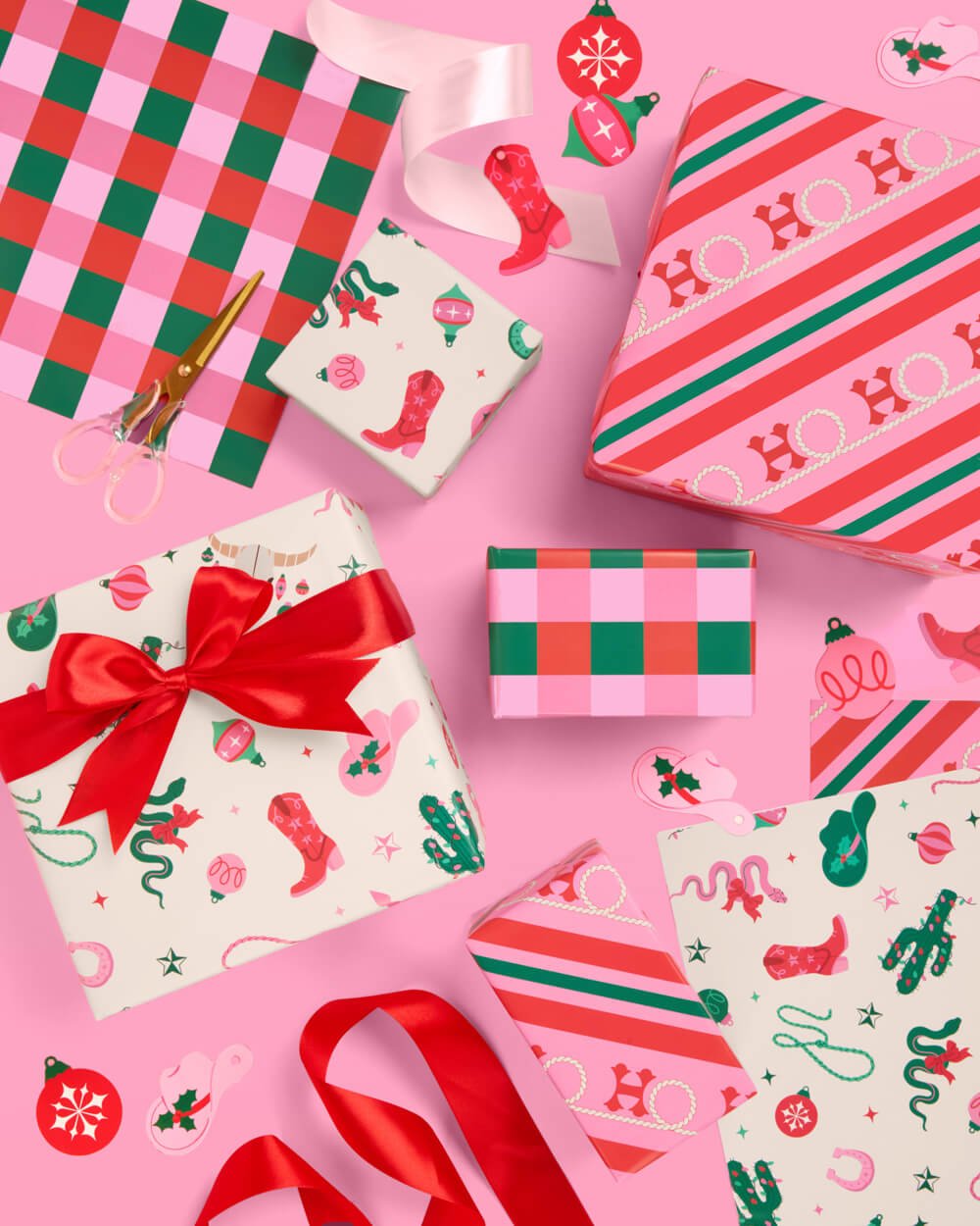 Western Wrapping Paper Set – 12 Sheets + 16 Tags - Clementine Home Floral Gift