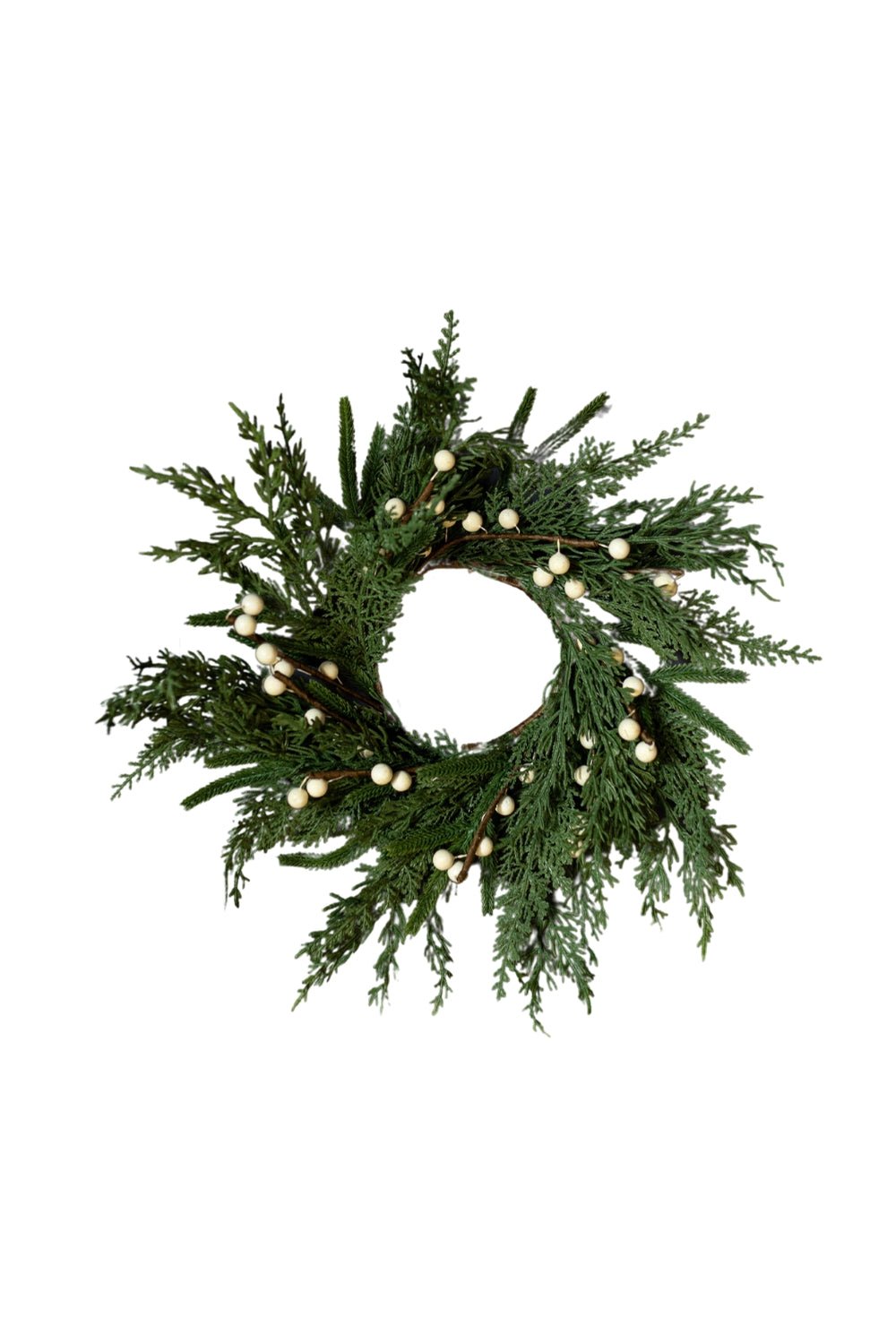 White Plum Berry Norfolk Cypress Real Touch Wreath - Clementine Home Floral Gift