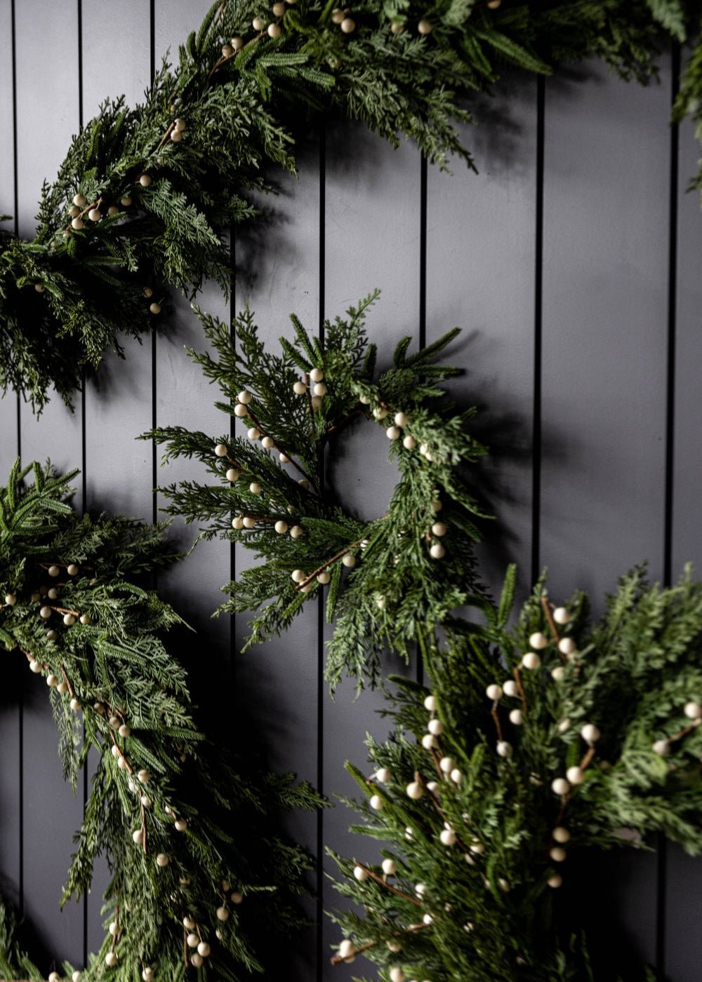 White Plum Berry Norfolk Cypress Real Touch Wreath - Clementine Home Floral Gift