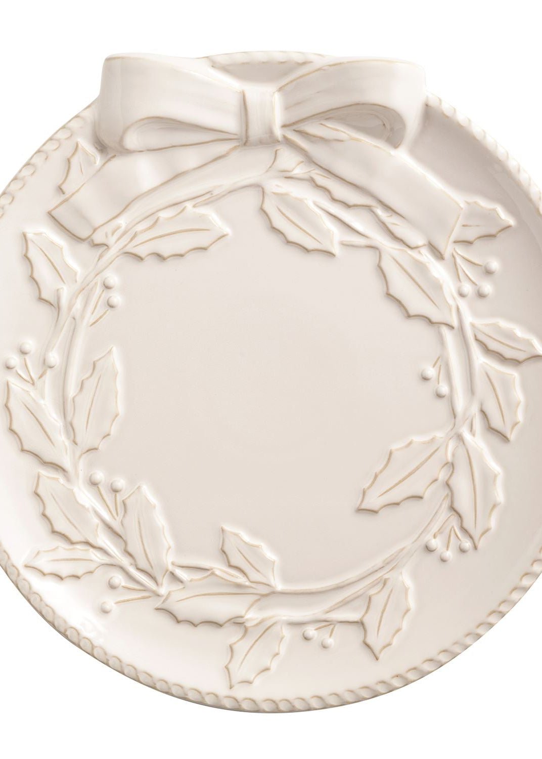 White Wreath Round Platter - Clementine Home Floral Gift
