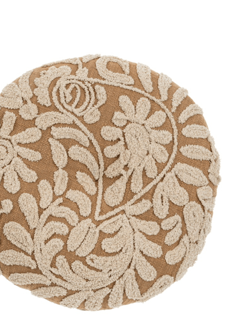 Wildflower Round Pillow – Sand - Clementine Home Floral Gift