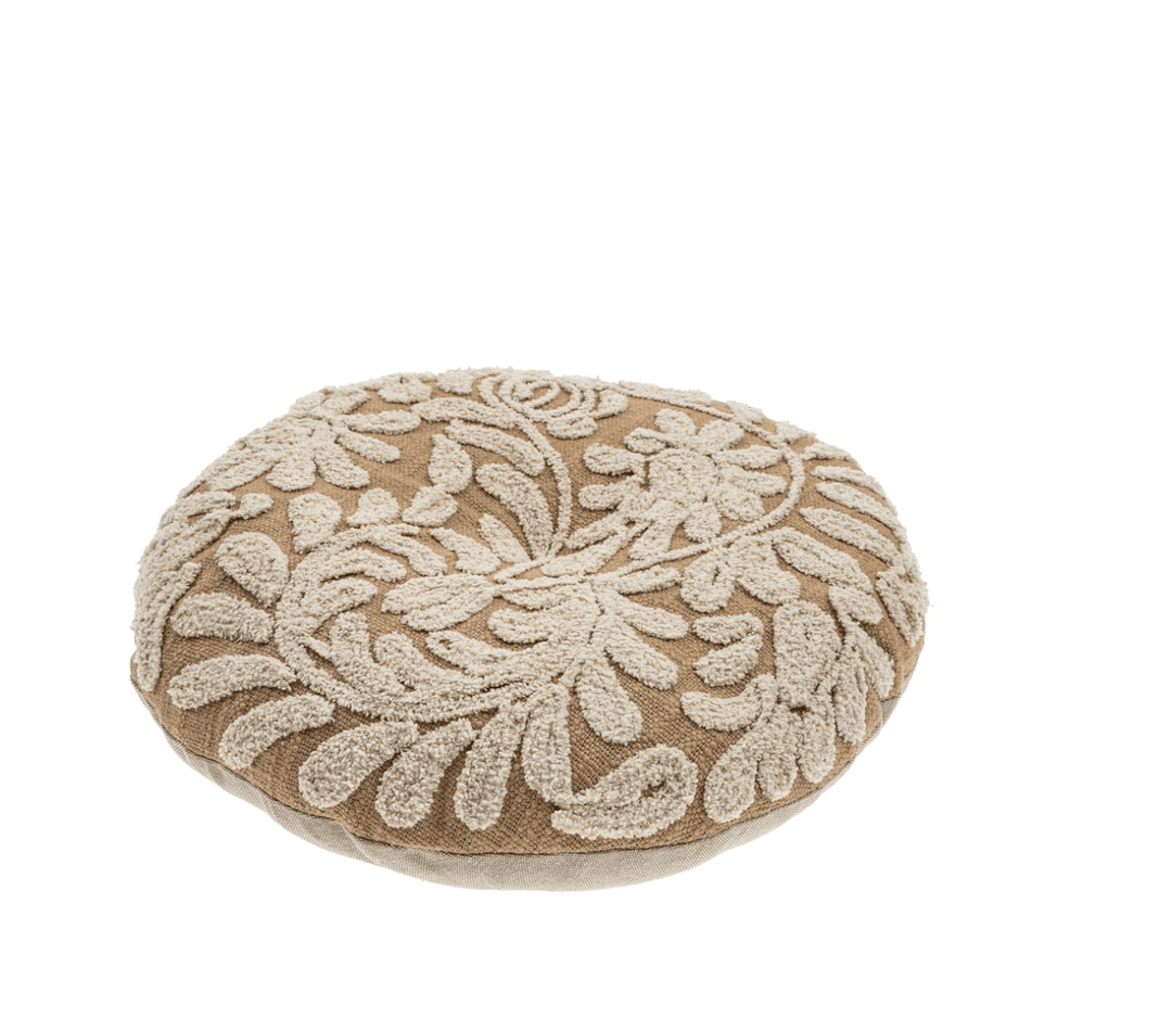 Wildflower Round Pillow – Sand - Clementine Home Floral Gift