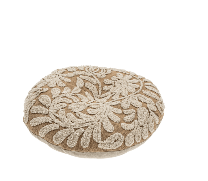 Wildflower Round Pillow – Sand - Clementine Home Floral Gift