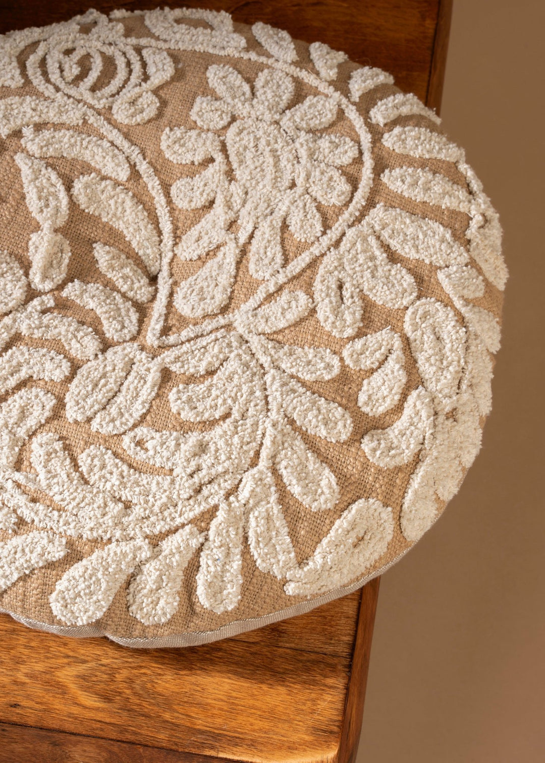 Wildflower Round Pillow – Sand - Clementine Home Floral Gift