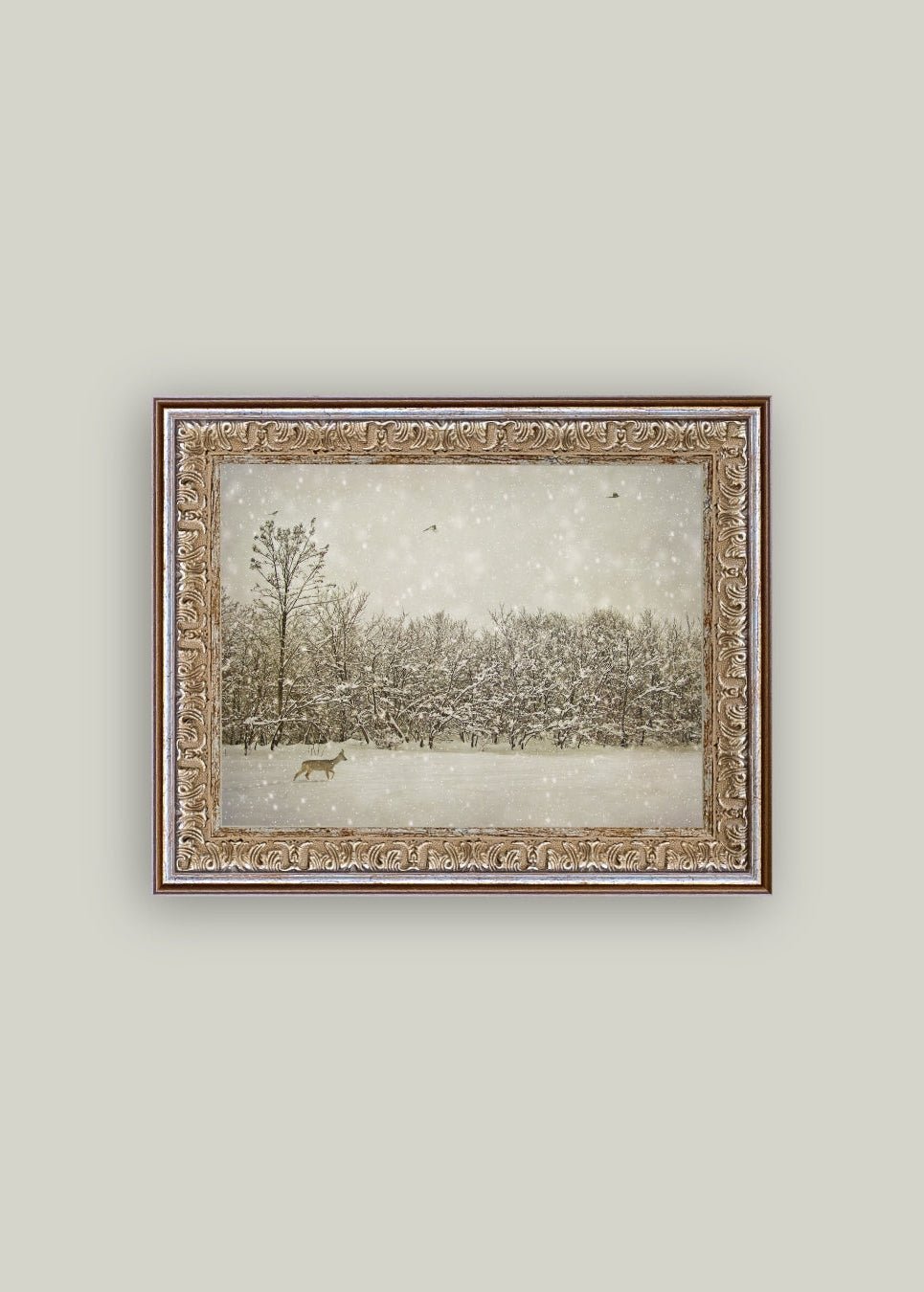 Winter Fawn Framed Antique Art - Clementine Home Floral Gift