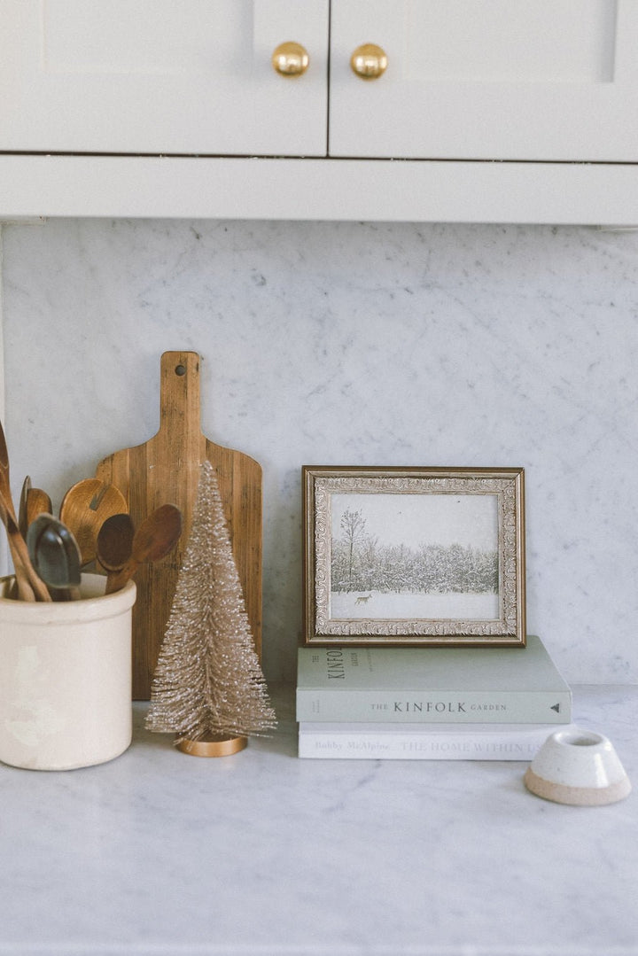 Winter Fawn Framed Antique Art - Clementine Home Floral Gift