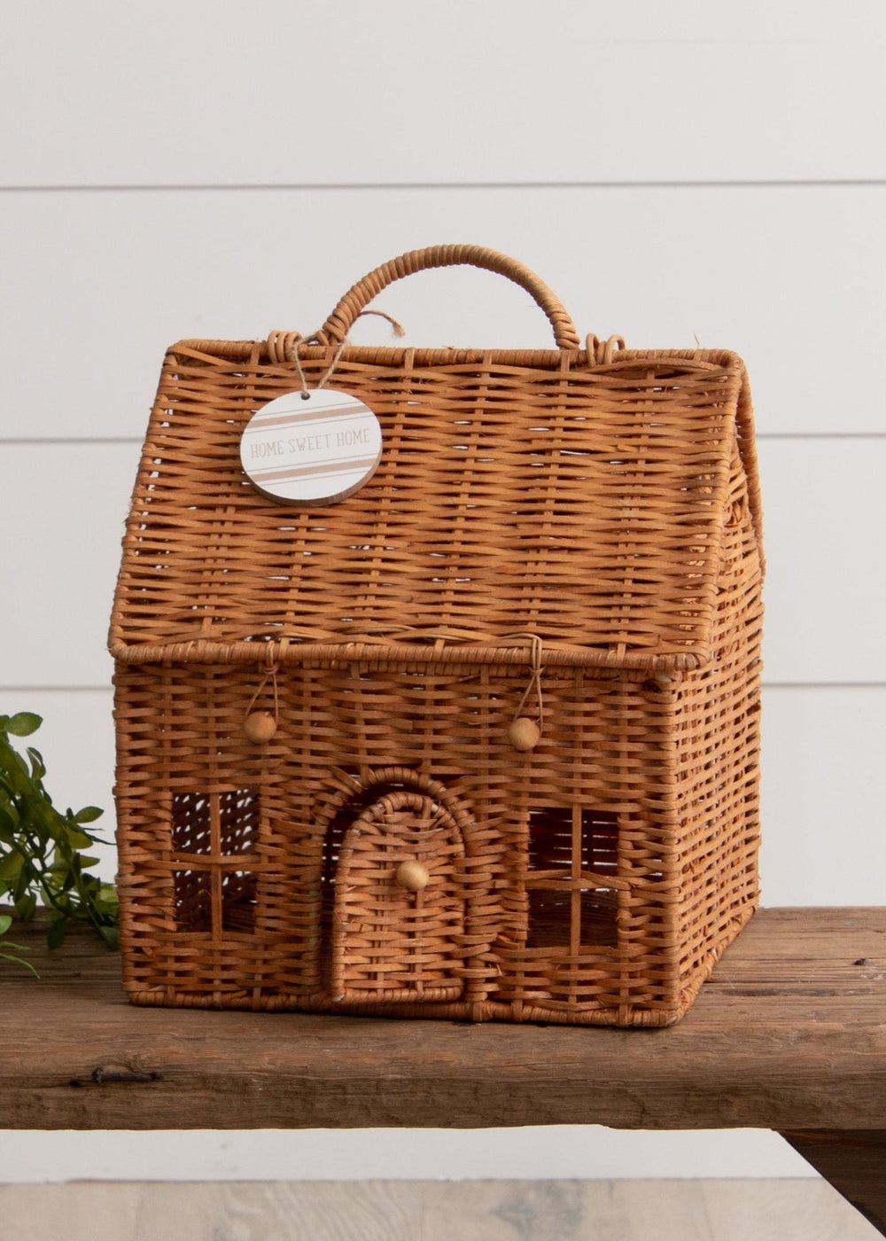 Woven House Basket with Handle - Clementine Home Floral Gift