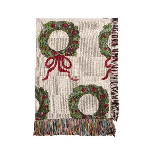 Wreath Jacquard Blanket - Clementine Home Floral Gift