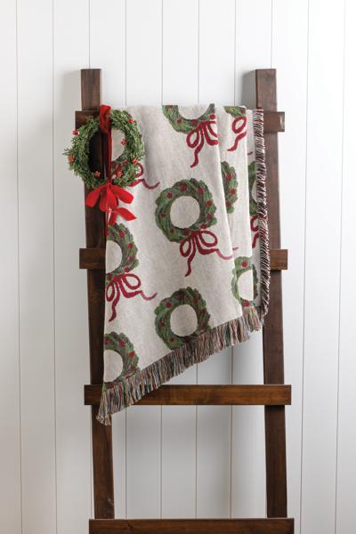 Wreath Jacquard Blanket - Clementine Home Floral Gift