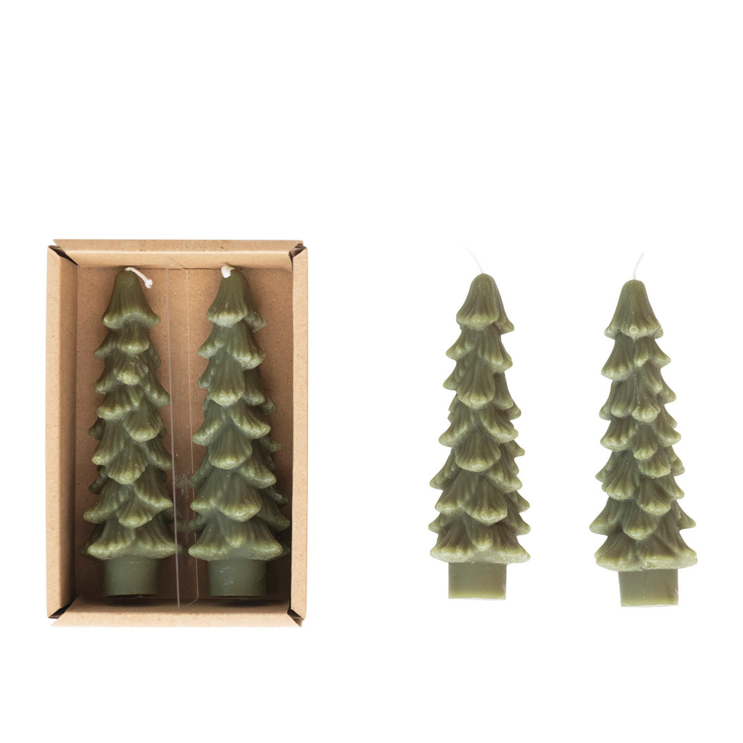 Tree Shaped Taper Candles, Set of 2 - Unscented