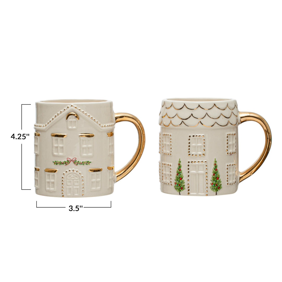 Hand-Painted Stoneware House Mug