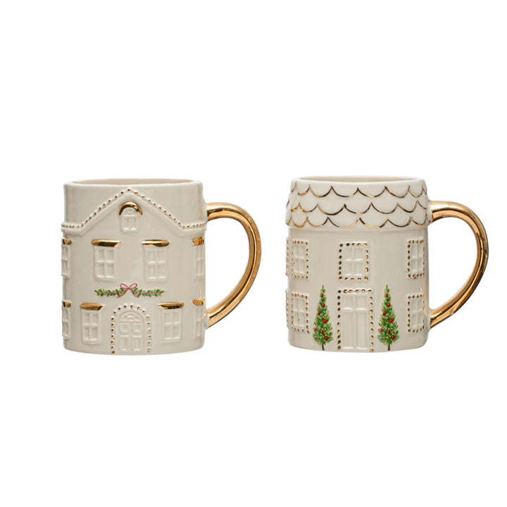 Hand-Painted Stoneware House Mug