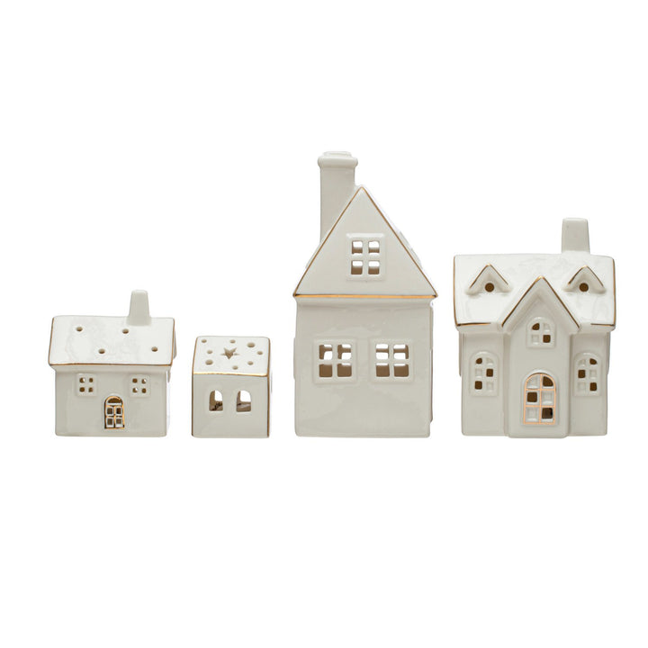 Stoneware Village, LED Lights & Gold