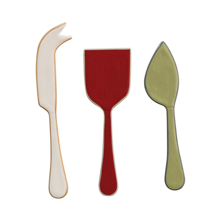 Enameled Stainless Steel Cheese Servers, Set of 3