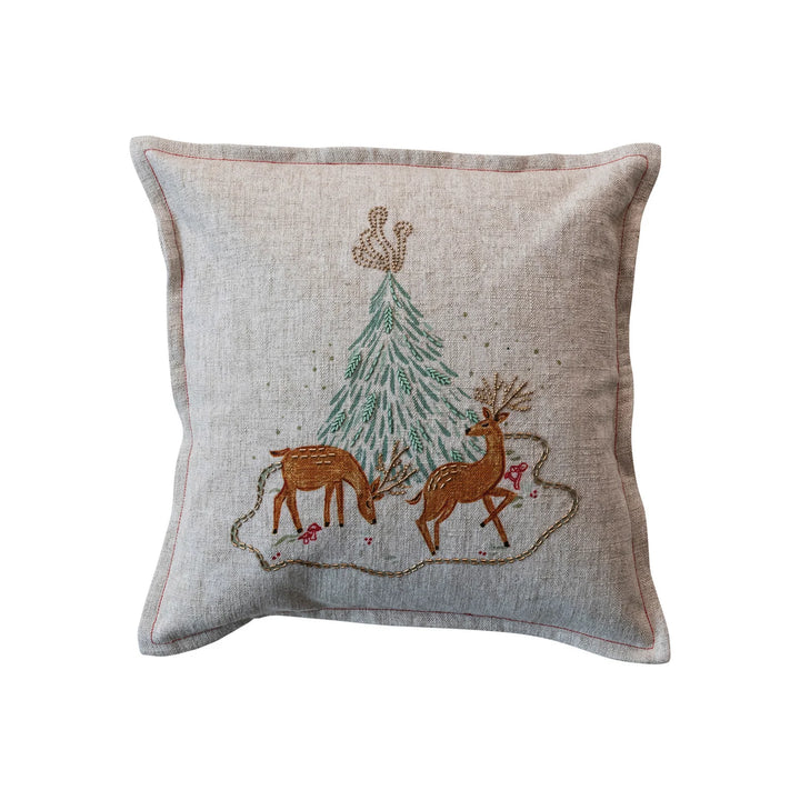 Embroidered Deer Pillow