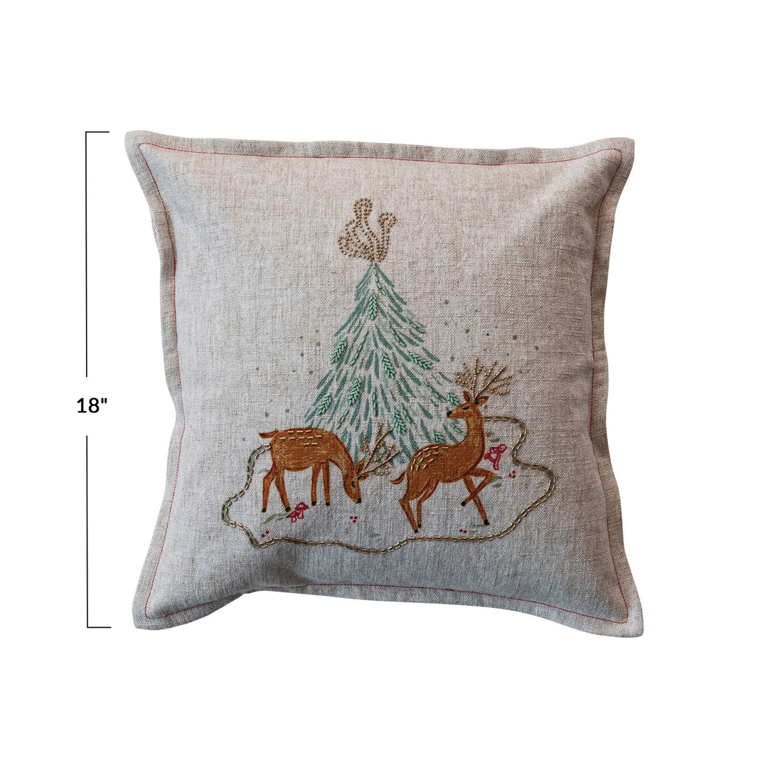 Embroidered Deer Pillow