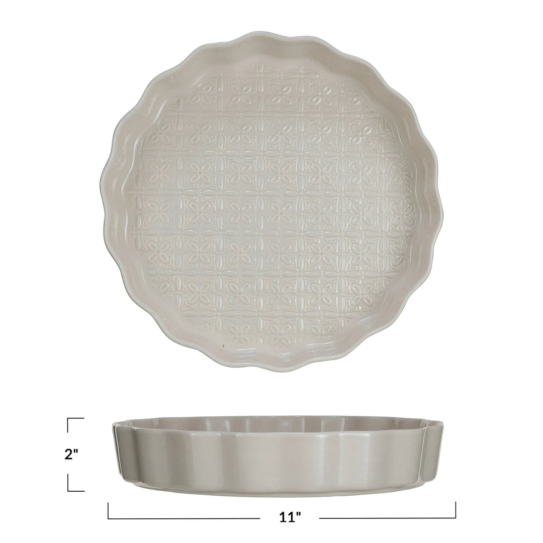 Embossed Stoneware Fluted Pie Dish