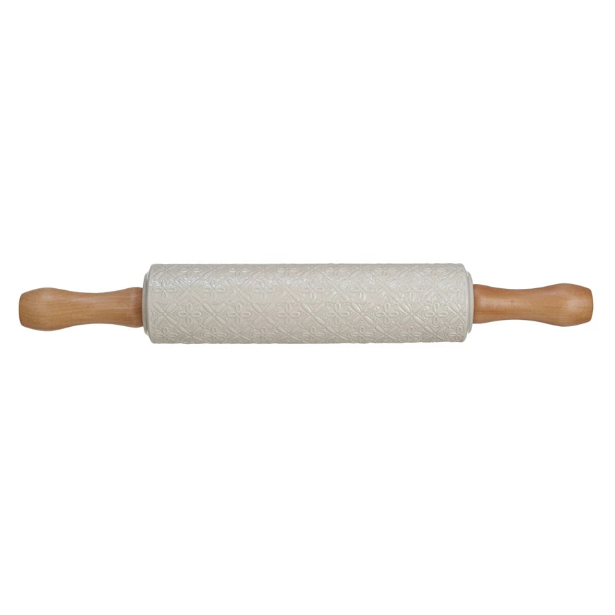 Embossed Stoneware Rolling Pin