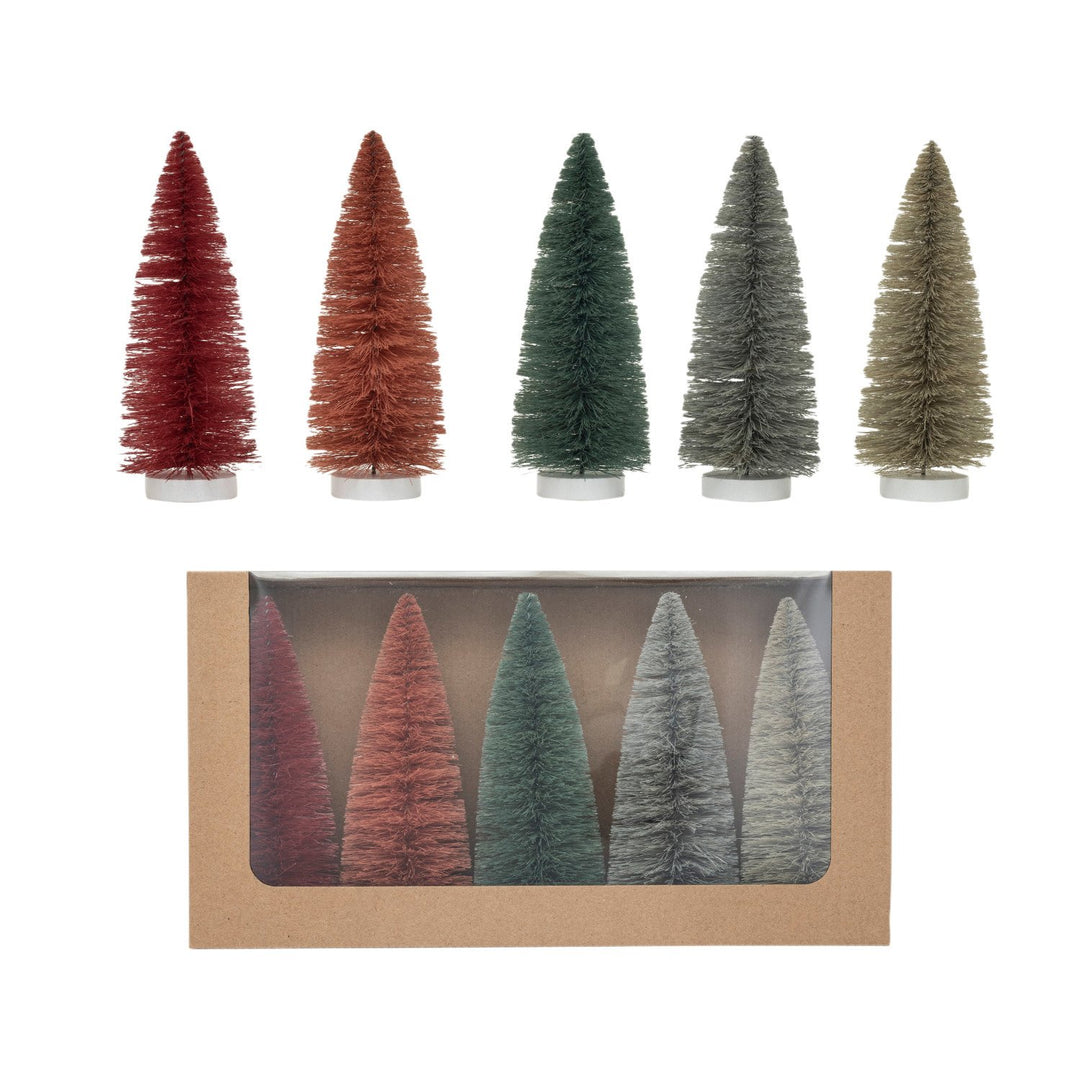 Sisal Bottle Brush Trees, Set of 5