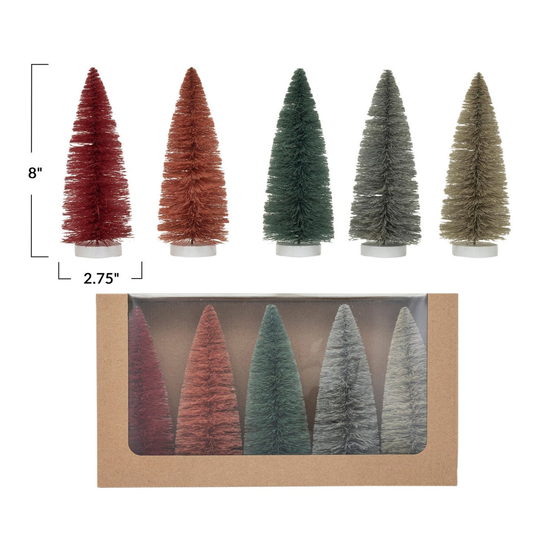 Sisal Bottle Brush Trees, Set of 5