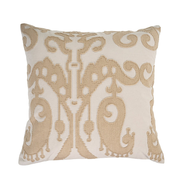 Embroidered Ikat Pillow - Ecru