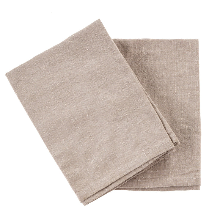 Stonewashed Linen Tea Towels : Set of 2 - Ash