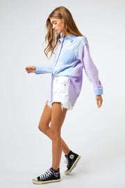 Add-On : Striped Color Block Shirt Top - Blue
