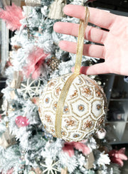 Embroidered Felt & Beaded Ball Ornament, 3 styles