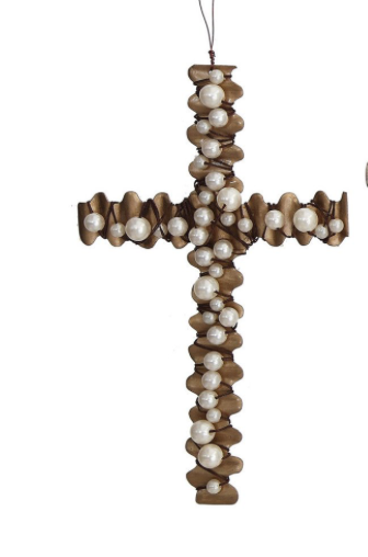 Wire Cross with Beads Ornament