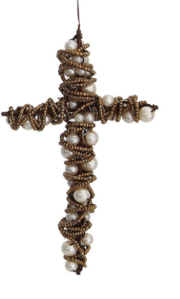 Wire Cross with Beads Ornament