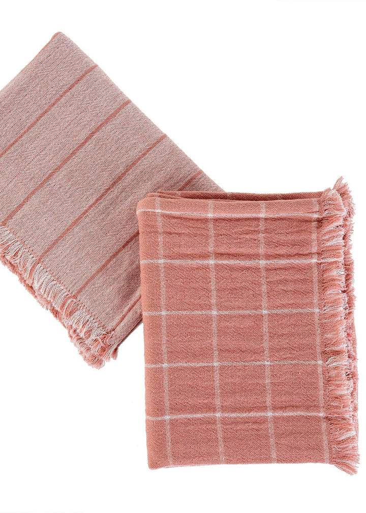 Baker Stripe Tea Towels, Set of 2 - Pink - Clementine Home Floral Gift