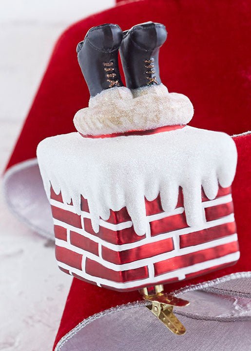Clip on Santa Chimney Ornament - Clementine Home Floral Gift