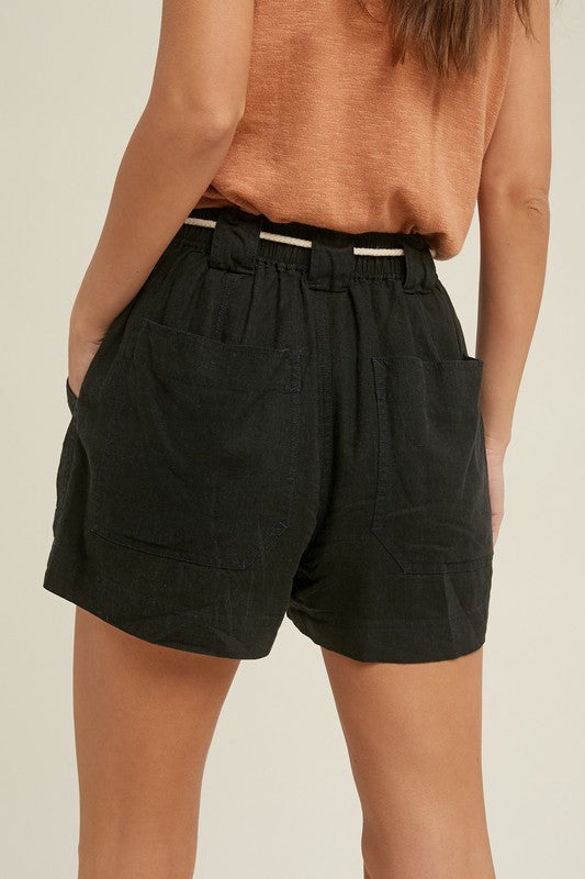 Twill Side Slit Shorts - Charcoal