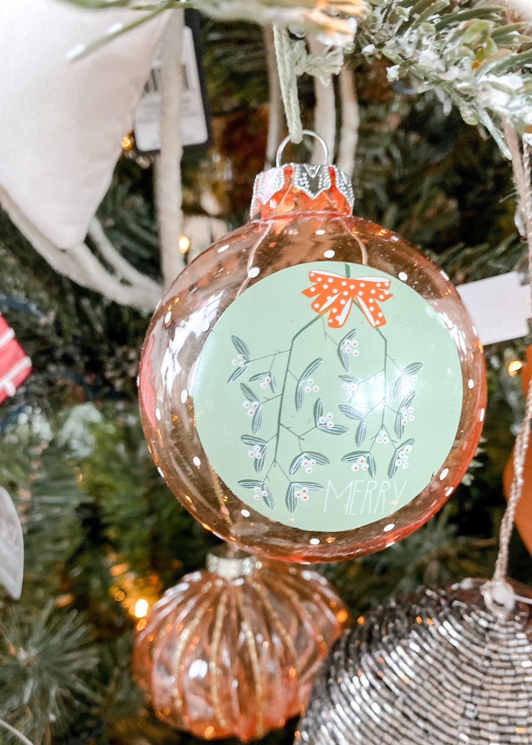Fa La La Glass Image Ornament - Clementine Home Floral Gift