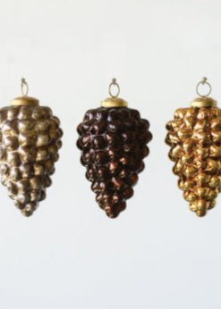 Glass Pinecone Ornament - Clementine Home Floral Gift