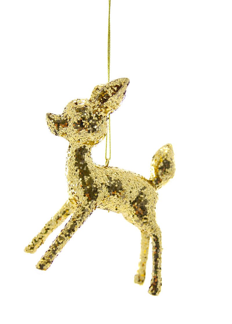 GLITTER DEER Ornament - Clementine Home Floral Gift