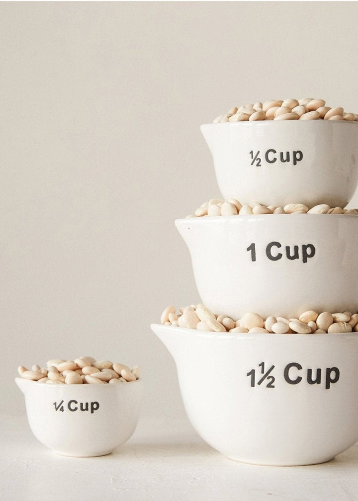 Stoneware Measuring Cups - Set of 4 - Clementine Home Floral Gift